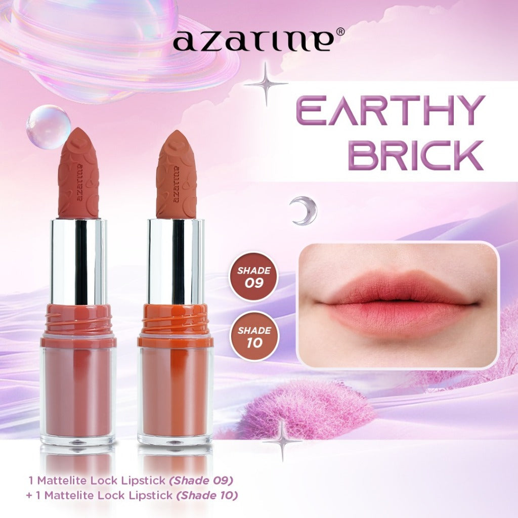 Azarine Stunning Mattelite Ombre Kit [2 PCS] Lipstick Matte with Pigmented Color Lightweight Transferproof Smugeproof Tahan Lama