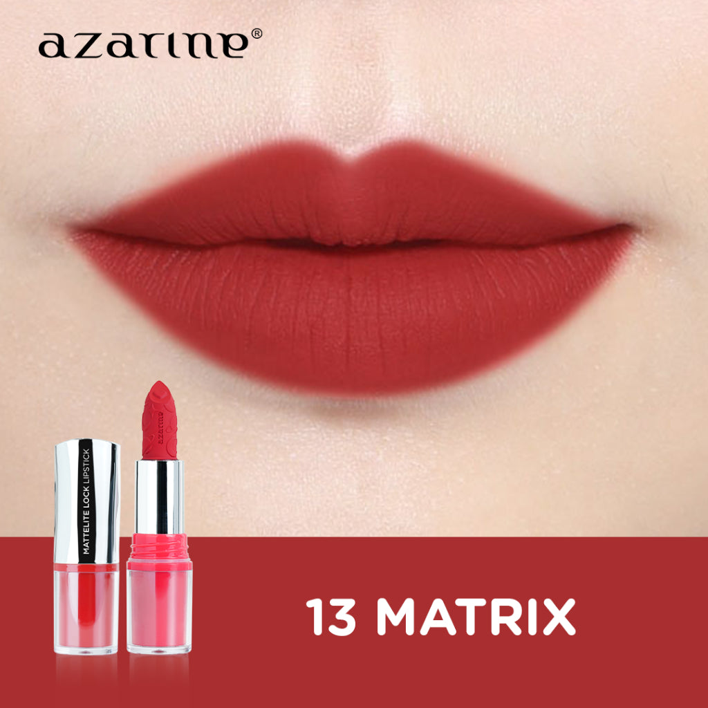 Azarine Shiny Galactic Mattelite Kit [2 PCS] Lipstick Matte with Pigmented Color Lightweight Transferproof Smugeproof Galactic Shine + Lip Gloss Hydrating Plumpy Effect Glittery Look Tahan Lama