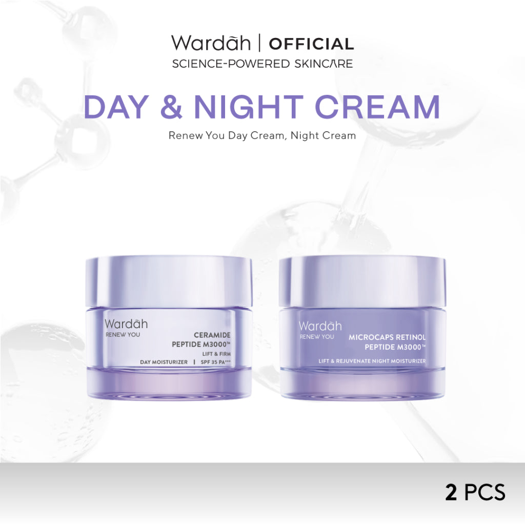 Wardah [2 pcs] Paket Renew You Lift Firm Day Moisturizer + Rejuvenate Night Moisturizer 30 gr - Mencerahkan Wajah, Lightening, Niacinamide, Facial, Ceramide - Skincare