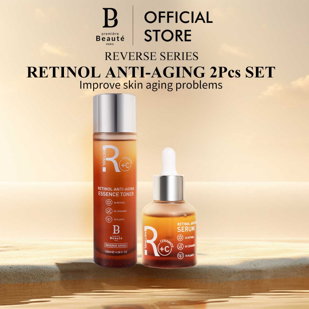 [CAMPAIGN] PREMIERE BEAUTE REVERSE SERIES RETINOL Kit ANTI-AGING FACIAL WASHTONER/SERUM/MOISTRURIZER Packages Skin Fade Fine Lines Skin Sahabat Samarkan Kerutan Perawatan Kulit Tahan Lama Anti penuaan Pemutih Memudar Garis Halus Anti Kerut