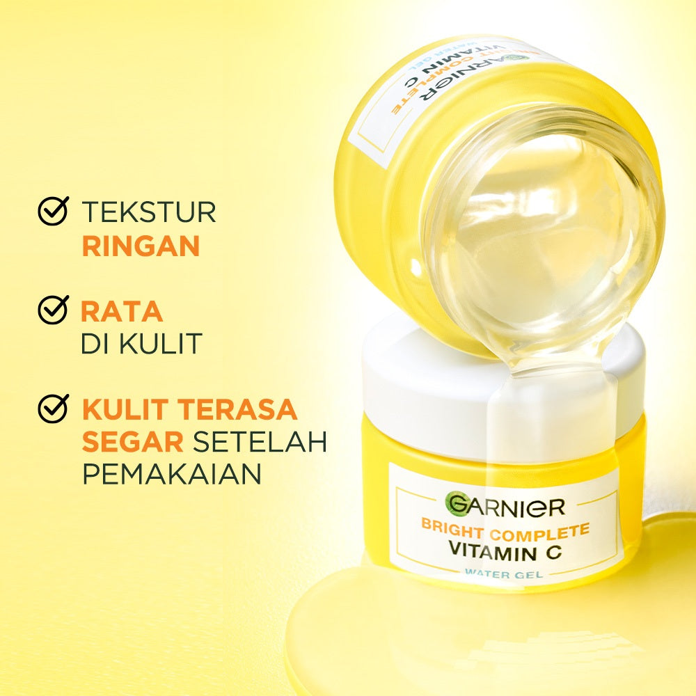 GARNIER Bright Complete Vitamin C Ceramide Barrier Moisturizer Gel 50ml - Water Gel Skincare Pelembab Ringan untuk mencerahkan tone up pelembab wajah cream pemutih wajah glowing cepat