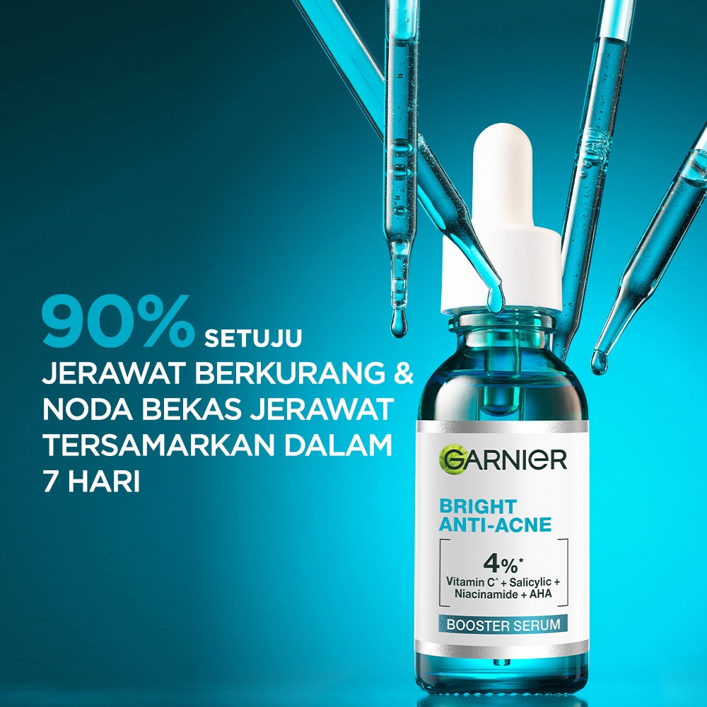 GARNIER Serum Bright Complete Anti Acne Booster Serum Lawan Jerawat 15ml 30ml - Skincare Vitamin C Salycilic Acid Cocok untuk semua jenis kulit