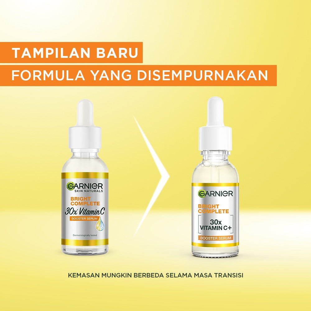 GARNIER Serum Vitamin C Bright Complete Vitamin C 30x Booster Serum Skincare - 15/30/50 ml Serum Mencerahkan Wajah Cepat Cerahkan Noda Hitam Serum Wajah
