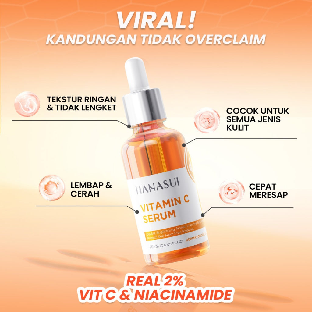 Hanasui Serum Vitamin C - Mencerahkan & Pudarkan Bintik Hitam 2% Vitamin C 2% Niacinamide 1% Betaine