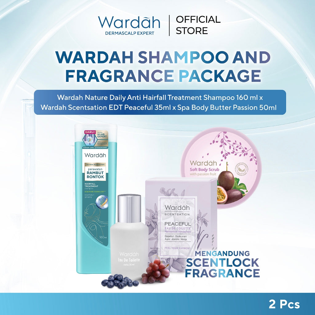 Wardah Paket Scentsation Eau de Toilette 35 ml + Spa Body Butter 50 ml +Hairfall Shampoo 160 ml