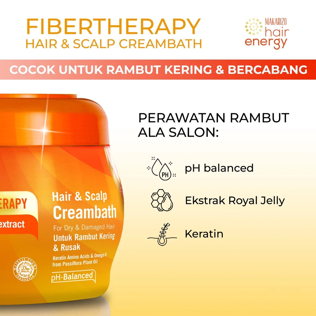 [PROMO] Makarizo Hair Energy Fibertherapy Hair & Scalp Creambath Royal Jelly 500 mL