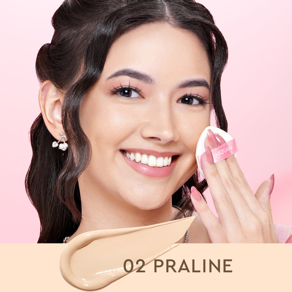 Glad2Glow Perfect Cover Cushion Foundation Waterproof Make Up Setting Concealer BB Cream Tahan Lama Hingga 12 Jam Hasil Akhir Glowing Dan Menyatu Dengan Warna Kulit Tekstur Ringan Di Wajah Full Coverage Velvet To Matte g2glow official store