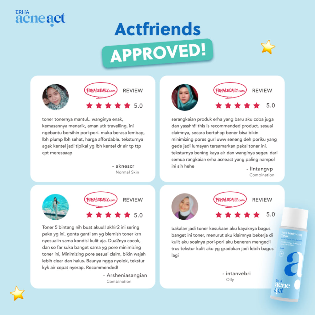 ERHA Acneact Pore Minimizing Toner 100ml - Toner Kulit Minyak Berjerawat Pori Besar| BHA