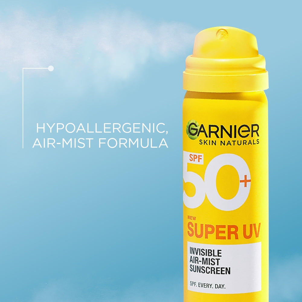 GARNIER Super UV Invisible Air-Mist Sunscreen SPF50+ PA++++ 75 ml | Sunscreen Spray UV Mist Sun Shield Tabir Surya