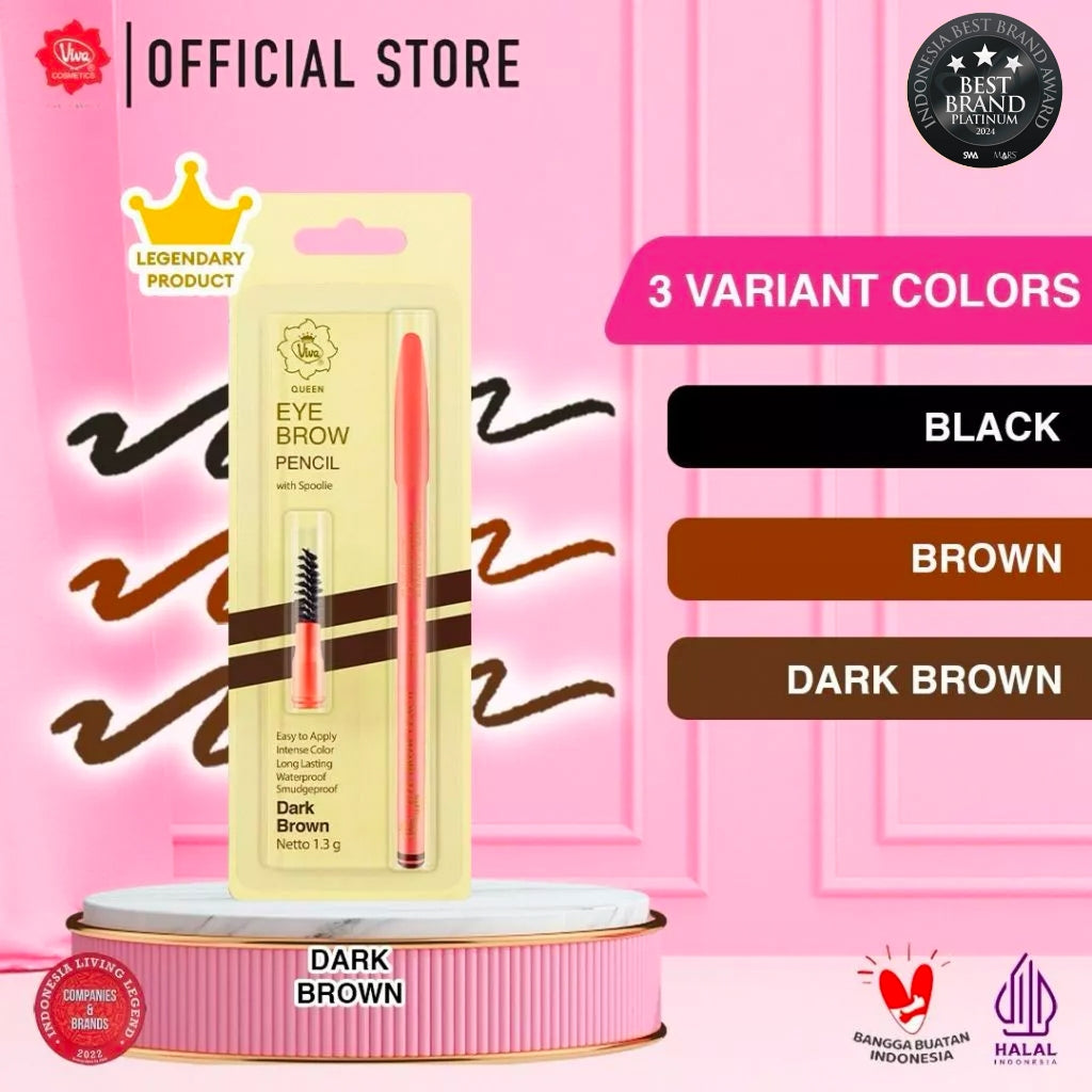 Viva Queen Eye Brow Pencil (WATERPROOF, SMUDGEPROOF & TRANSFERPROOF)  - tersedia 3 varian warna