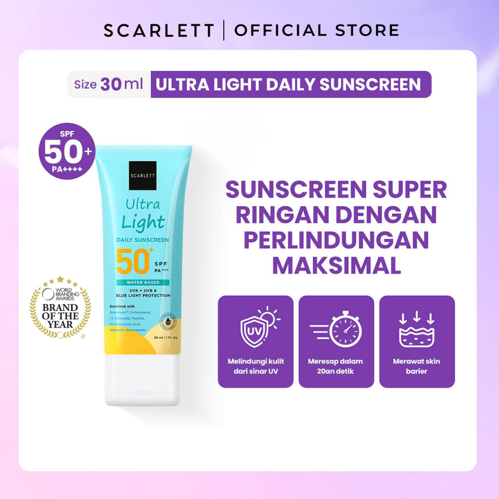Oily Skin Friendly Scarlett Whitening Ultra Light Daily Sunscreen SPF 50+ PA++++ 30ml