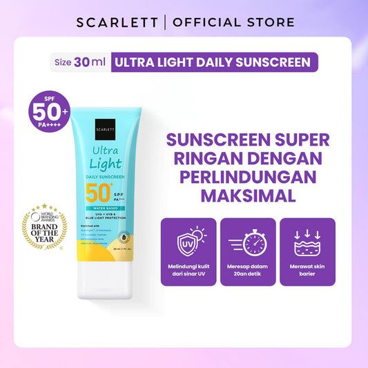 Oily Skin Friendly Scarlett Whitening Ultra Light Daily Sunscreen SPF 50+ PA++++ 30ml