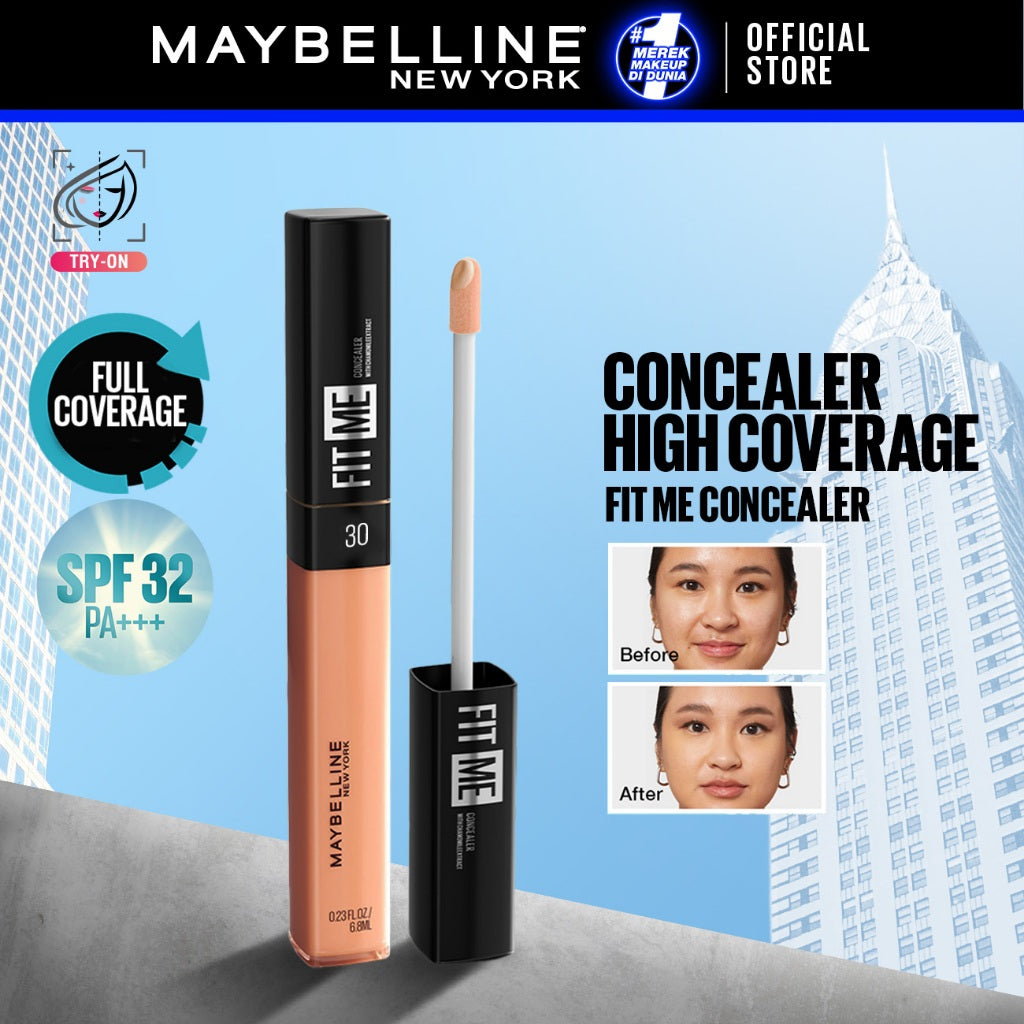 MAYBELLINE OFFICIAL Fit Me Liquid Concealer Make up - 6.7gr (Concealer Dengan Coverage Tinggi & Hasil Natural)