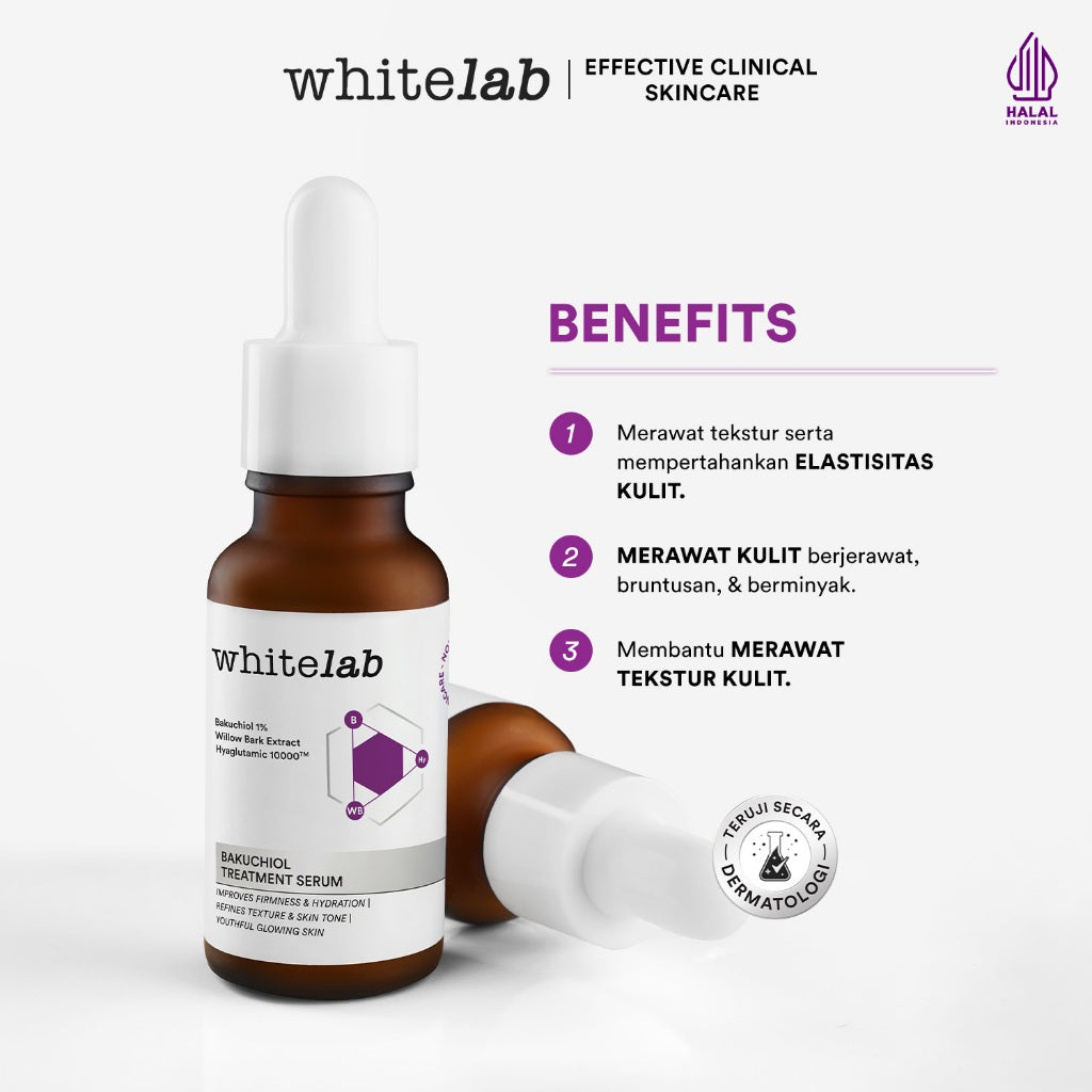 Whitelab Bakuchiol Treatment Serum - Atasi Jerawat dan Bruntusan Alternatif Retinol dengan Bakuchiol & Hyaglutamic [BPOM]