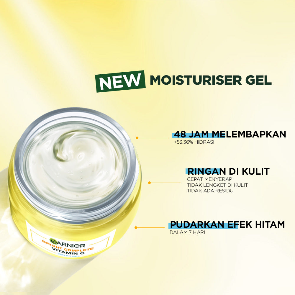 [PAKET HEMAT ISI 2] GARNIER Bright Complete Vitamin C Ceramide Barrier Moisturizer Gel 50ml - Water Gel Skincare Pelembab Ringan untuk mencerahkan tone up pelembab wajah cream pemutih wajah glowing cepat