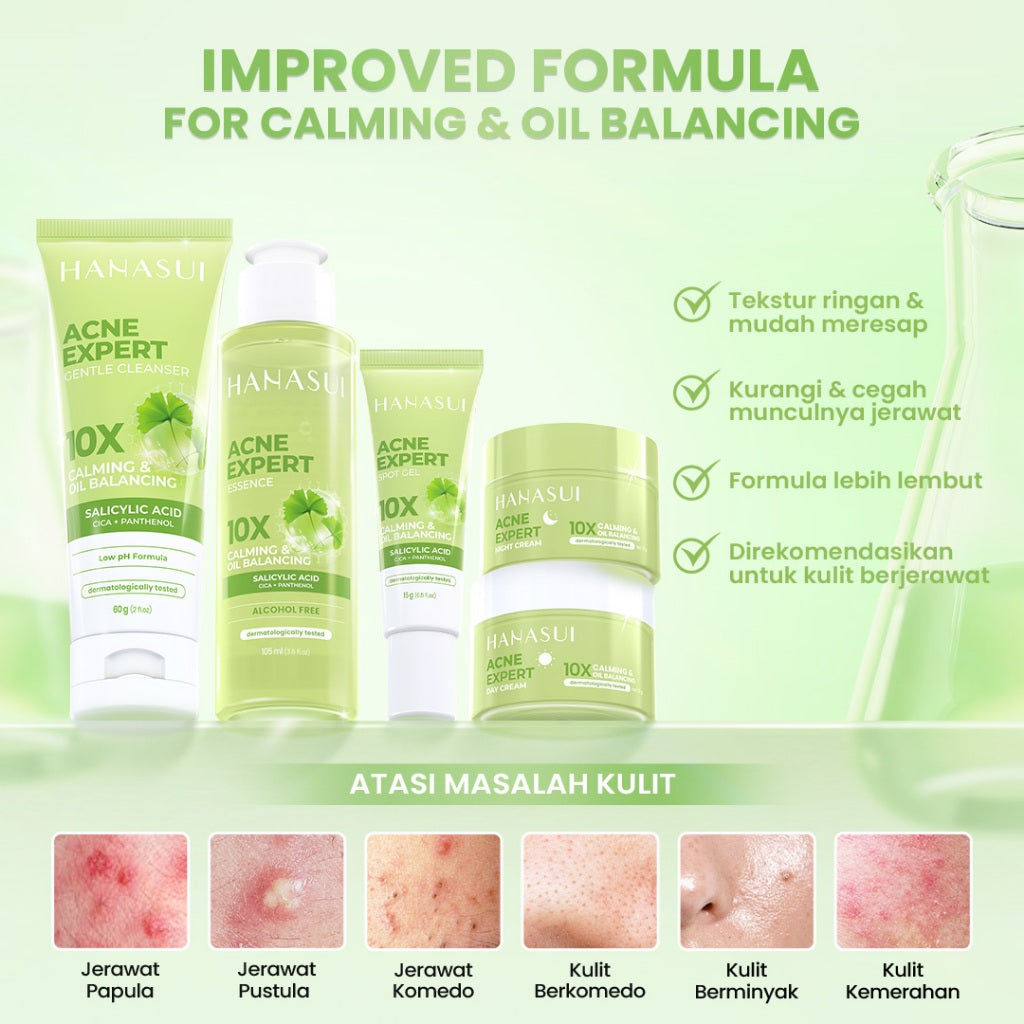 Hanasui Acne Expert Series - Mengurangi Jerawat Menenangkan & Kurangi Minyak berlebih, Salicylic Acid Centella Panthenol