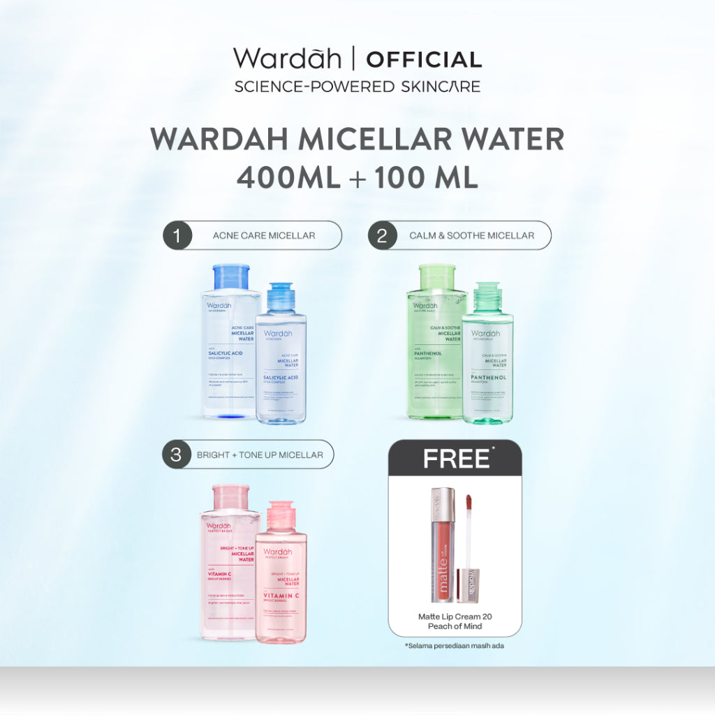 [TWINPACK] WARDAH Micellar Water 100 ml + Micellar Water 400 ml - Pembersih Wajah Tanpa Bilas - Skincare
