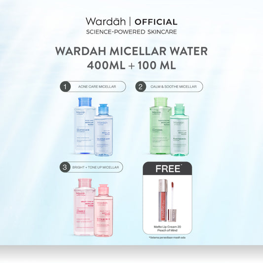 [TWINPACK] WARDAH Micellar Water 100 ml + Micellar Water 400 ml - Pembersih Wajah Tanpa Bilas - Skincare