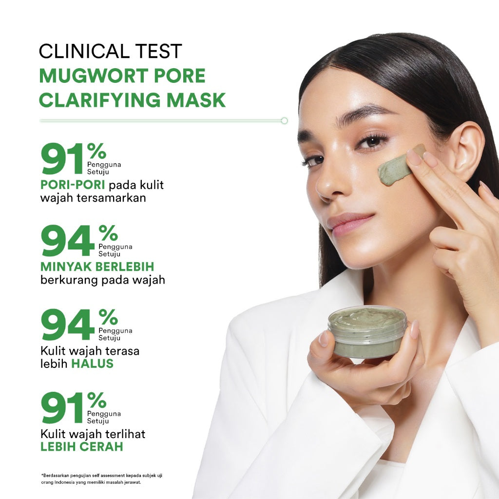Whitelab Mugwort Pore Clarifying Mask - Masker Pori Pori Kecil Minimalis Bebas Jerawat dengan Mugwort BHA Tea Tree [BPOM]