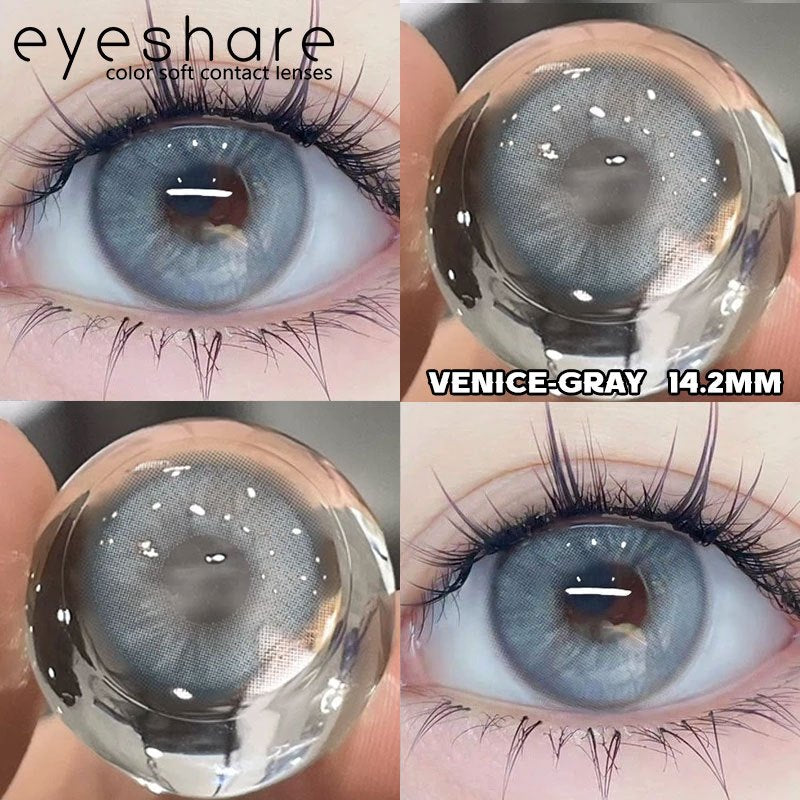 Eyeshare Gray Lensa Kontak 1Pasang 14.5mm Soflen Soflens Big eye Contact lens