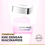 L'Oreal Paris Glycolic Bright Glowing Night Cream - 15/30ml (Skin Brightening Krim Malam  Pelembab Loreal Glyco Acid AHA Exfoliating Anti Dark Spot Wajah Peeling Muka)