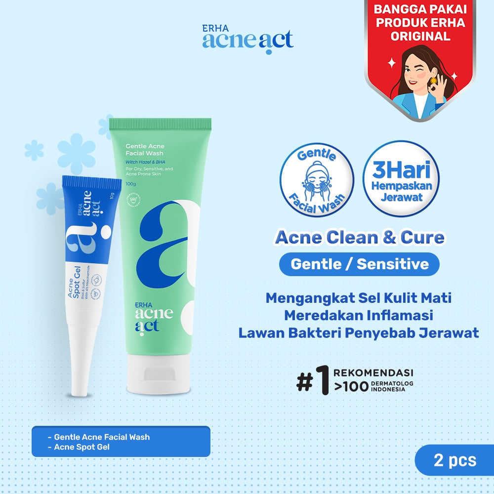 ERHA Acneact Acne Clean & Cure Set - Perawatan Untuk Kulit Berjerawat dan Berminyak