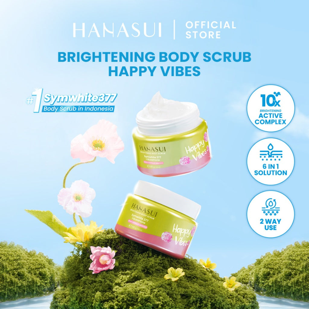 [Scrub] Hanasui Brightening Body Scrub - Mengangkat Sel Kulit Mati Halus Sehat Cerah Symwhite 377 Glutathione Niacinamide Ceramide