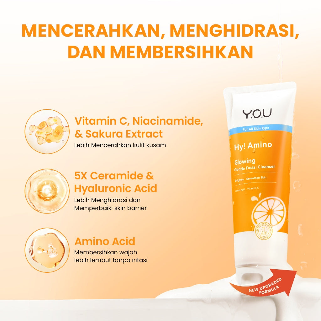 YOU Hy! Amino Glo-Win Brightening Facial Wash Mencerahkan Niacinamide Glowing Skin