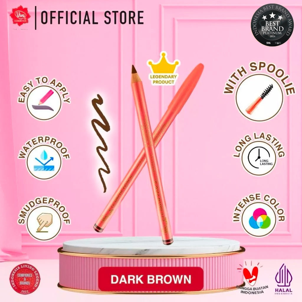 Viva Queen Eye Brow Pencil (WATERPROOF, SMUDGEPROOF & TRANSFERPROOF)  - tersedia 3 varian warna