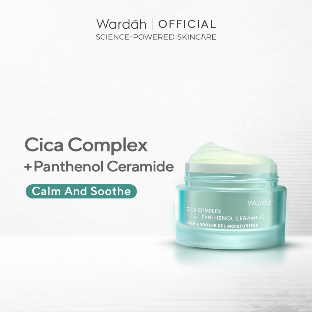 WARDAH Cica Complex + Panthenol Ceramide Calm & Soothe Gel Moisturizer 30 g - Pelembab Gel Ringan yang Meredakan Kemerahan & Kulit Reaktif, Memperbaiki Skin Barrier - Cocok untuk Kulit Berjerawat & Breakout (Calm Acne & Redness) - Skincare