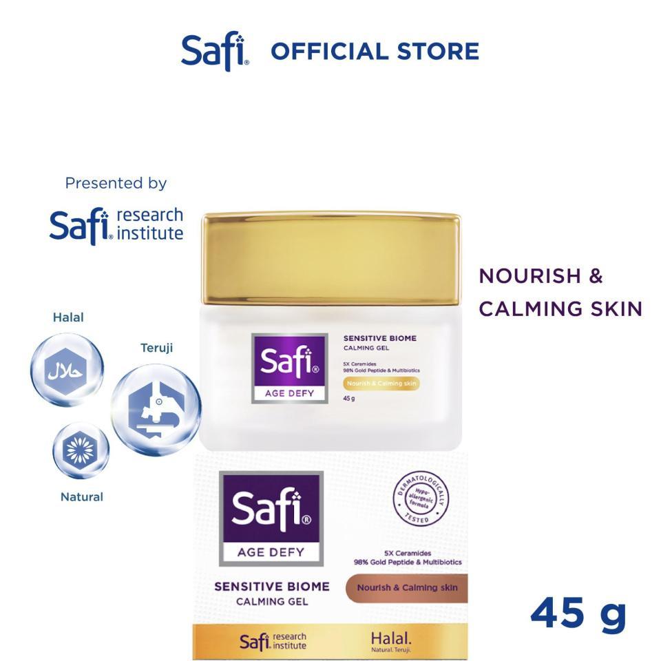 Paket Safi Age Defy Sensitive Biome - Balancing Cleanser 100gr+Calming Gel 45g | Sabun Cuci Muka Hypoallergenic Non SLS + Pelembap Gel Ringan untuk Kulit Sensitif, Anti Polusi