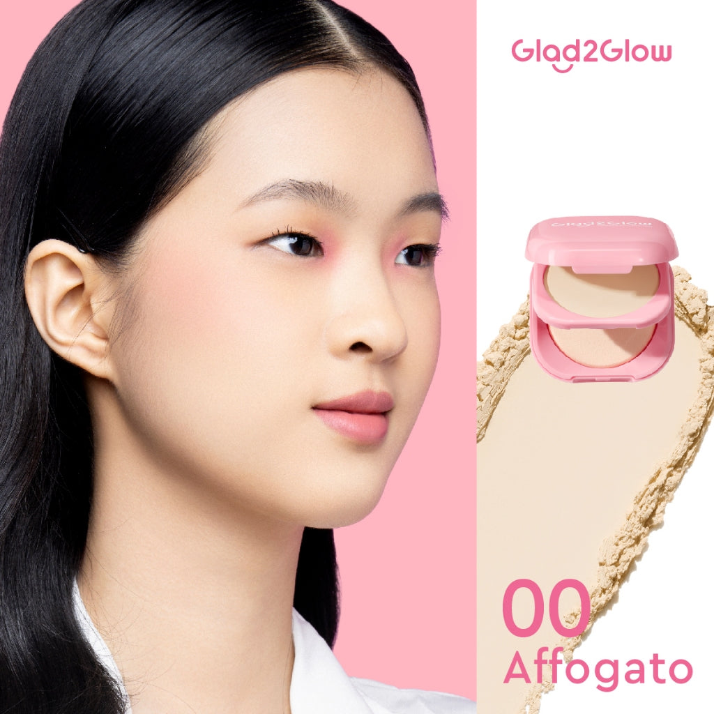 Glad2Glow Perfect Blurring Powder Foundation waterproof setting two way cake TWC Mengandung squalane dan vitamin E concealer pengontrol minyak meratakan warna kulit bantalan udara yang menjaga kelembapan alas bedak krim BB concealer g2glow official store