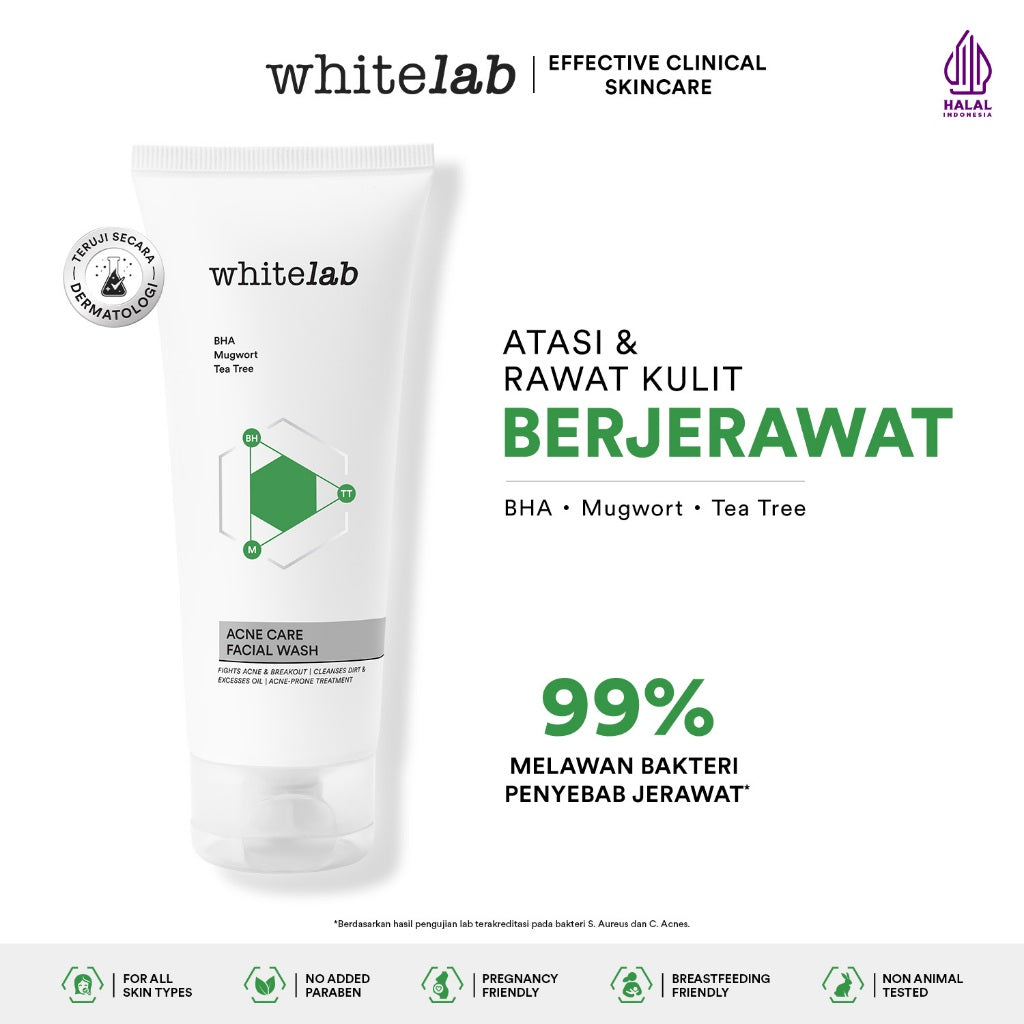 Whitelab 5 pcs Paket Acne Lengkap - Facial Wash, Toner, Serum, Moisturizer, Acne Cream Paket Skincare