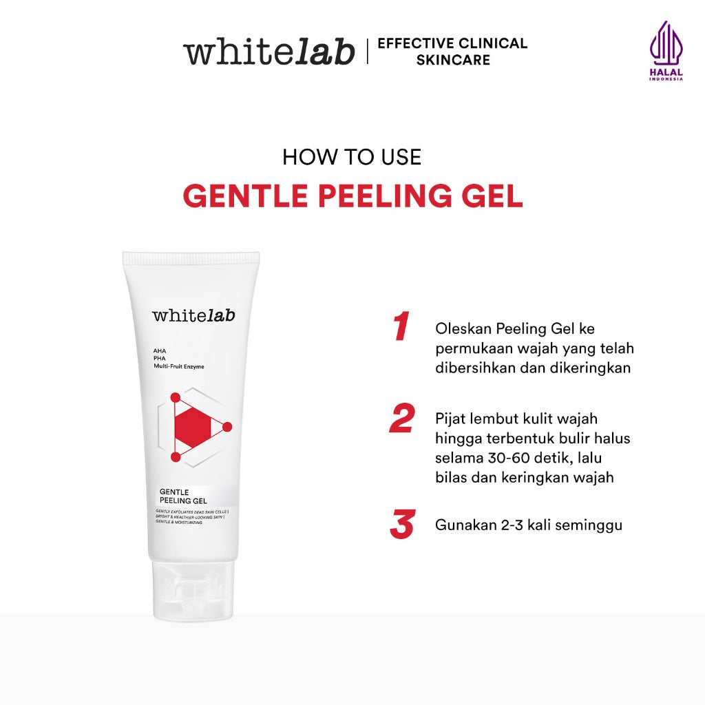 Whitelab Gentle Peeling Gel - Gel Pengangkat Sel Kulit Mati Kulit Normal, Kering, Sensitif untuk Kulit Halus, Lembap, dan Cerah dengan AHA PHA [BPOM]