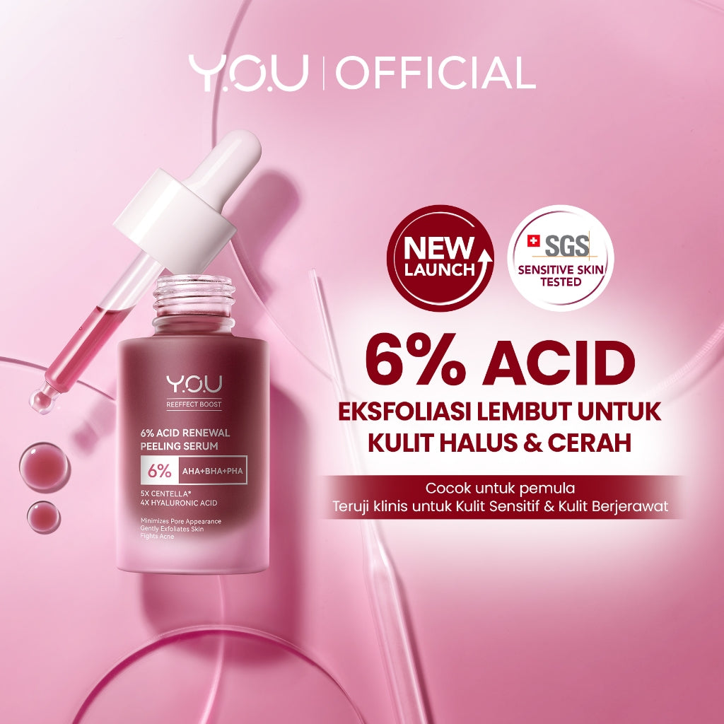 YOU 6% ACID RENEWAL PEELING SERUM AHA BHA PHA Serum Eksfoliasi Untuk Kulit Cerah dan Halus