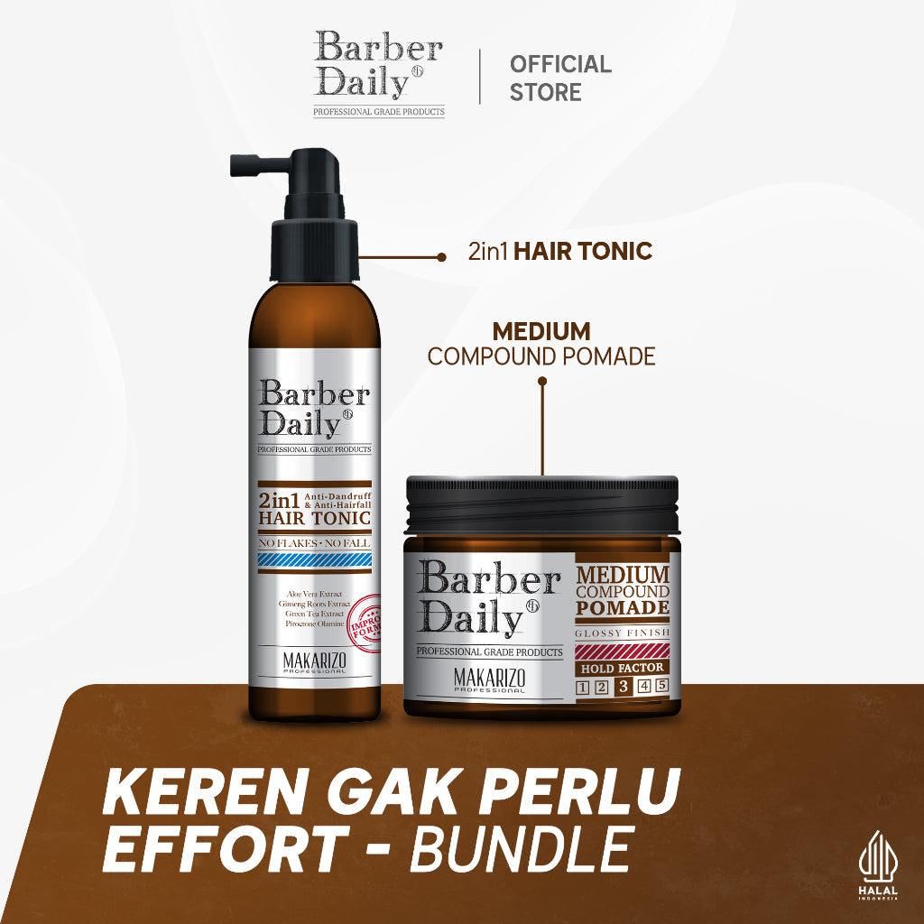 BUNDLE - Barber Daily Pomade Medium Compound 120gr & Hair Tonic 140 ml