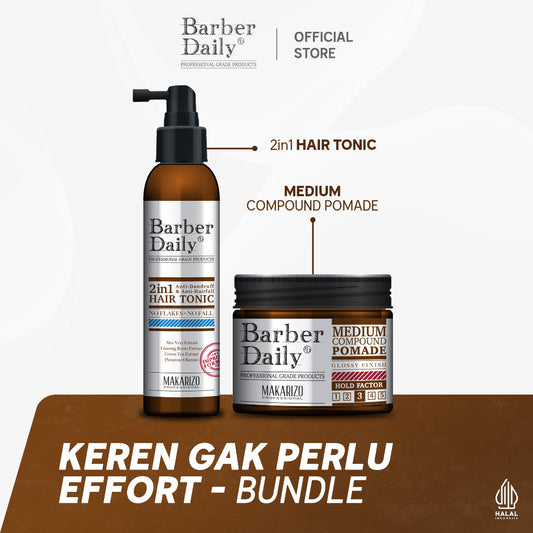 BUNDLE - Barber Daily Pomade Medium Compound 120gr & Hair Tonic 140 ml