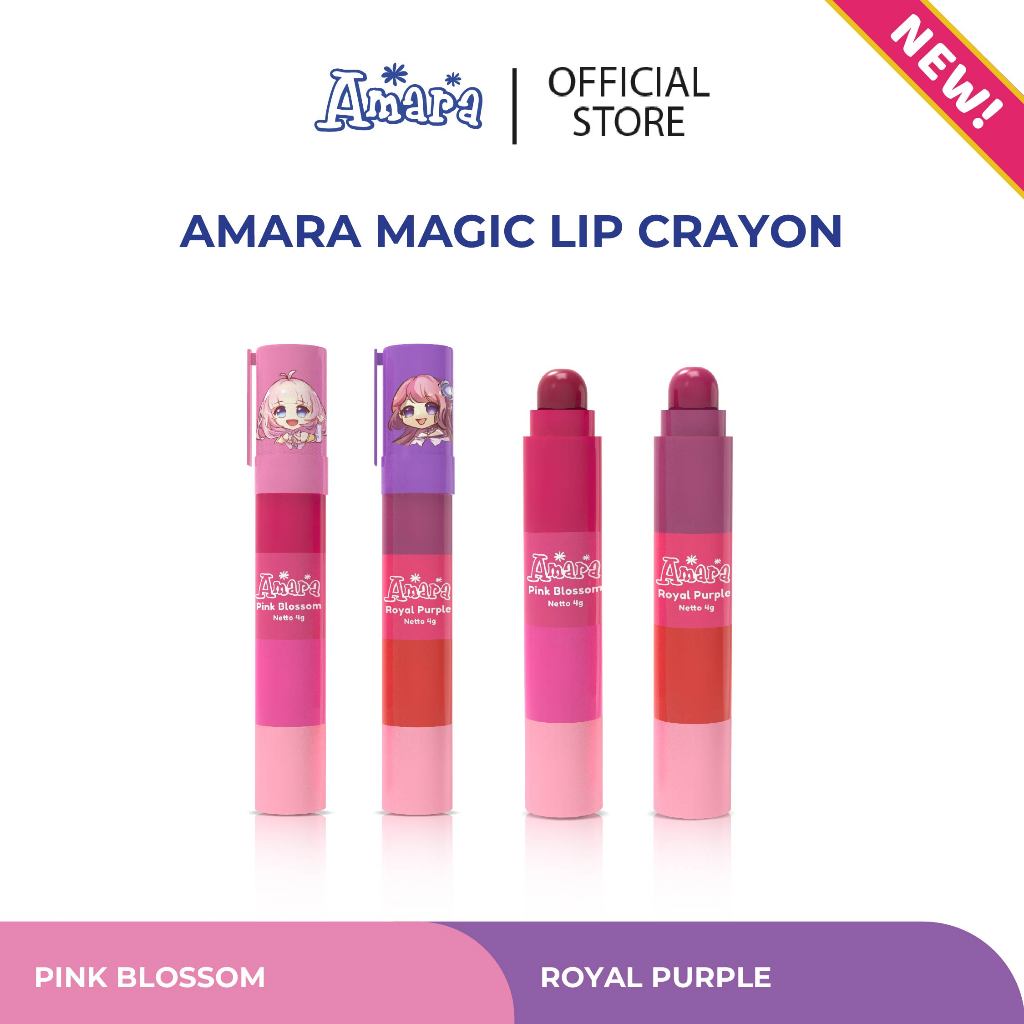 [ISI 1] Amara Magic Lip Crayon - Lipctick Anak BPOM Bibir Choco Merah Peach Orange