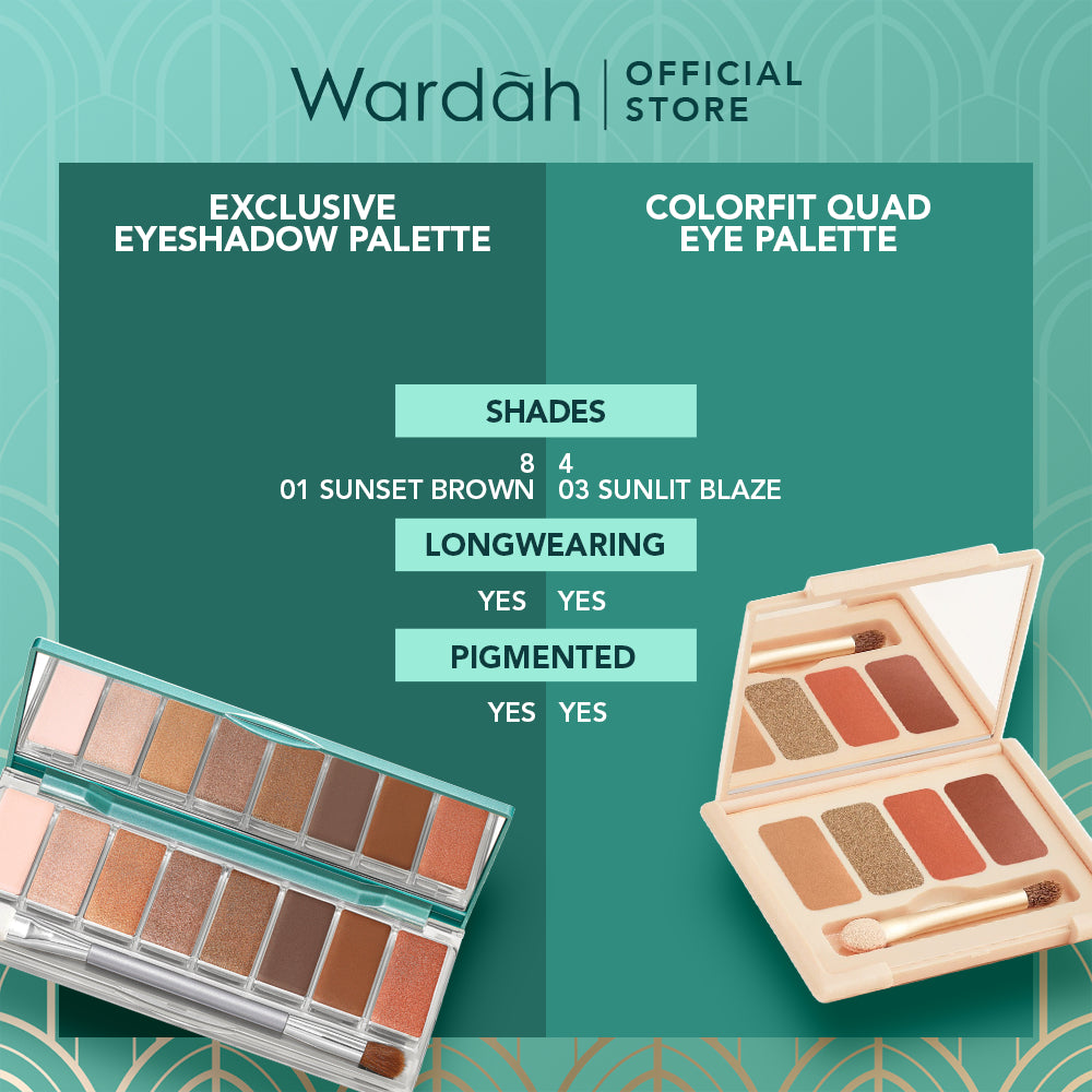 WARDAH Exclusive Eyeshadow Palette - 9 Warna Pigmented Yang Tahan Lama - Mudah Digunakan dan Blendable dengan Tekstur Lembut Mudah Menempel - Hasil Natural - Eye shadow - Makeup