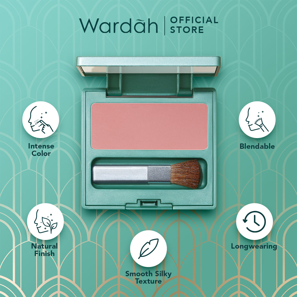 WARDAH Exclusive Blush On - Warna Intense dan Tahan Lama - Tekstur Smooth Silky Mudah Digunakan - Hasil Natural dan Berkilau - Tersedia dalam 2 Warna - Makeup