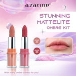 Azarine Stunning Mattelite Ombre Kit [2 PCS] Lipstick Matte with Pigmented Color Lightweight Transferproof Smugeproof Tahan Lama