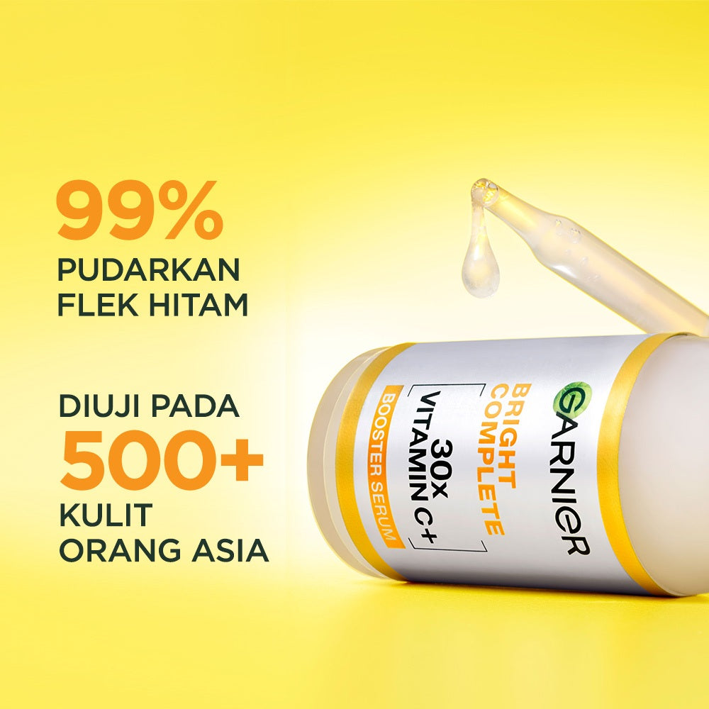 GARNIER Serum Vitamin C Bright Complete Vitamin C 30x Booster Serum Skincare - 15/30/50 ml Serum Mencerahkan Wajah Cepat Cerahkan Noda Hitam Serum Wajah