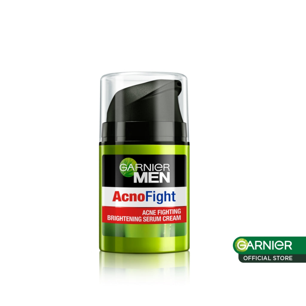 GARNIER Men Acno Fight Acne Fighting Brightening Serum Cream Skin Care - 40ml Krim Siang moisturizer tone up pelembab wajah day cream pemutih wajah glowing cepat