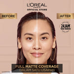L'Oreal Paris Infallible 24h Fresh Wear Powder Foundation High Coverage, Fresh and Matte Finish Makeup - 9gr (Bedak Matte Tahan 24 Jam)