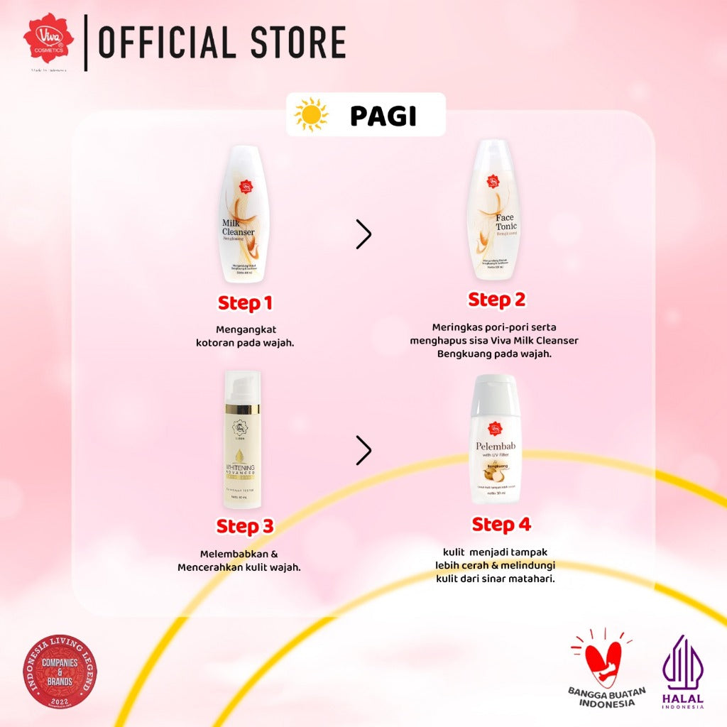 [PROMO] Paket Wajah VIT C ACTIVE Whitening & Glowing with NIACINAMIDE, Collagen, UV Filter, Vit B 3 (isi 6 item)