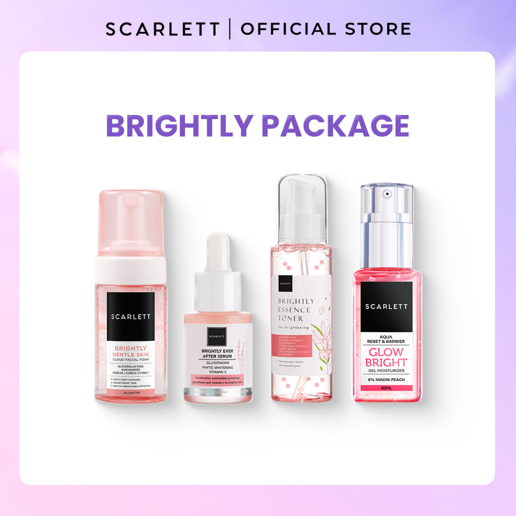 Scarlett Facecare Series PAKET untuk Membantu Mencerahkan Wajah , Menghilangkan Jerawat, Mencegah Penuaan ( Brightly Series/Acne Series/ Age Delay Series ) Paket Lengkap untuk Mencerahkan Wajah | Mencegah Jerawat Penghilang Jerawat | Anti Aging