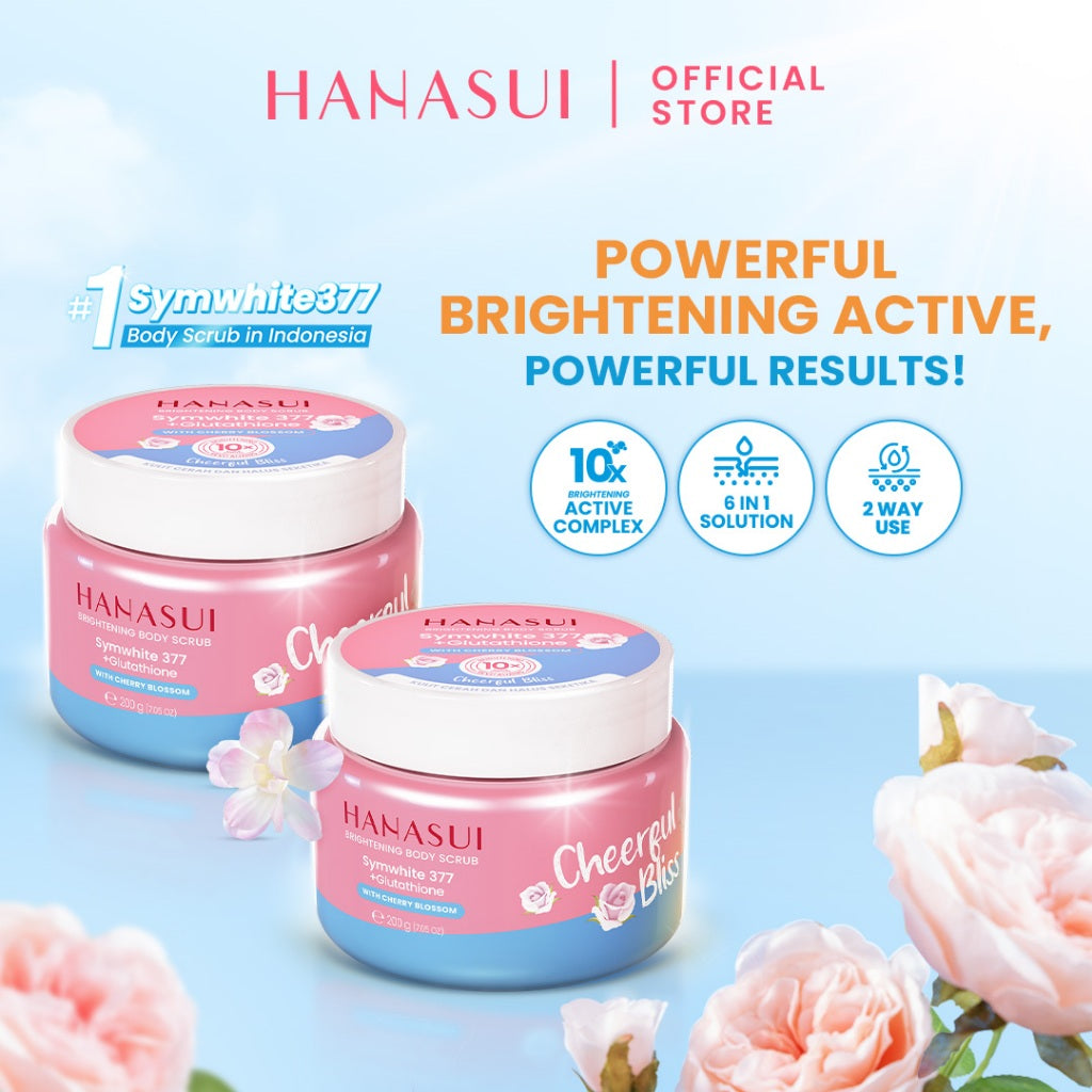 [Scrub] Hanasui Brightening Body Scrub - Mengangkat Sel Kulit Mati Halus Sehat Cerah Symwhite 377 Glutathione Niacinamide Ceramide