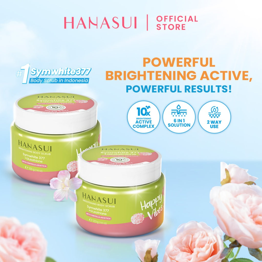 [Scrub] Hanasui Brightening Body Scrub - Mengangkat Sel Kulit Mati Halus Sehat Cerah Symwhite 377 Glutathione Niacinamide Ceramide