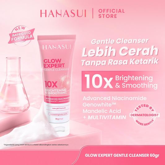 Hanasui Glow Expert Gentle Cleanser New Improved Formula - Sabun Cuci Muka Foam Cerah & Kurangi Kusam Lembut Tidak Ketarik