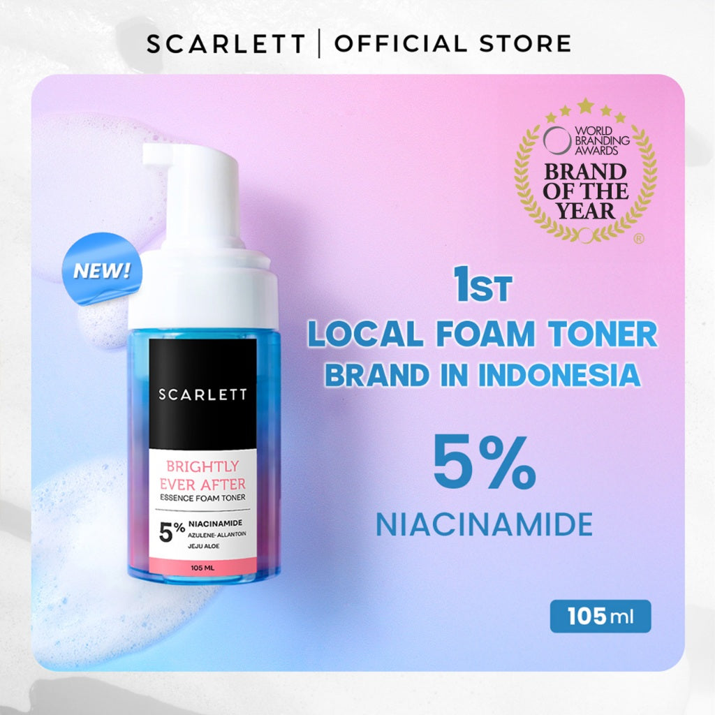 Scarlett Whitening Brightly Ever After Essence Foam Toner - Toner Wajah Kulit Sensitif untuk Mencerahkan Melembapkan dan Menghidrasi Wajah